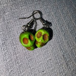 Green Skull Earrings